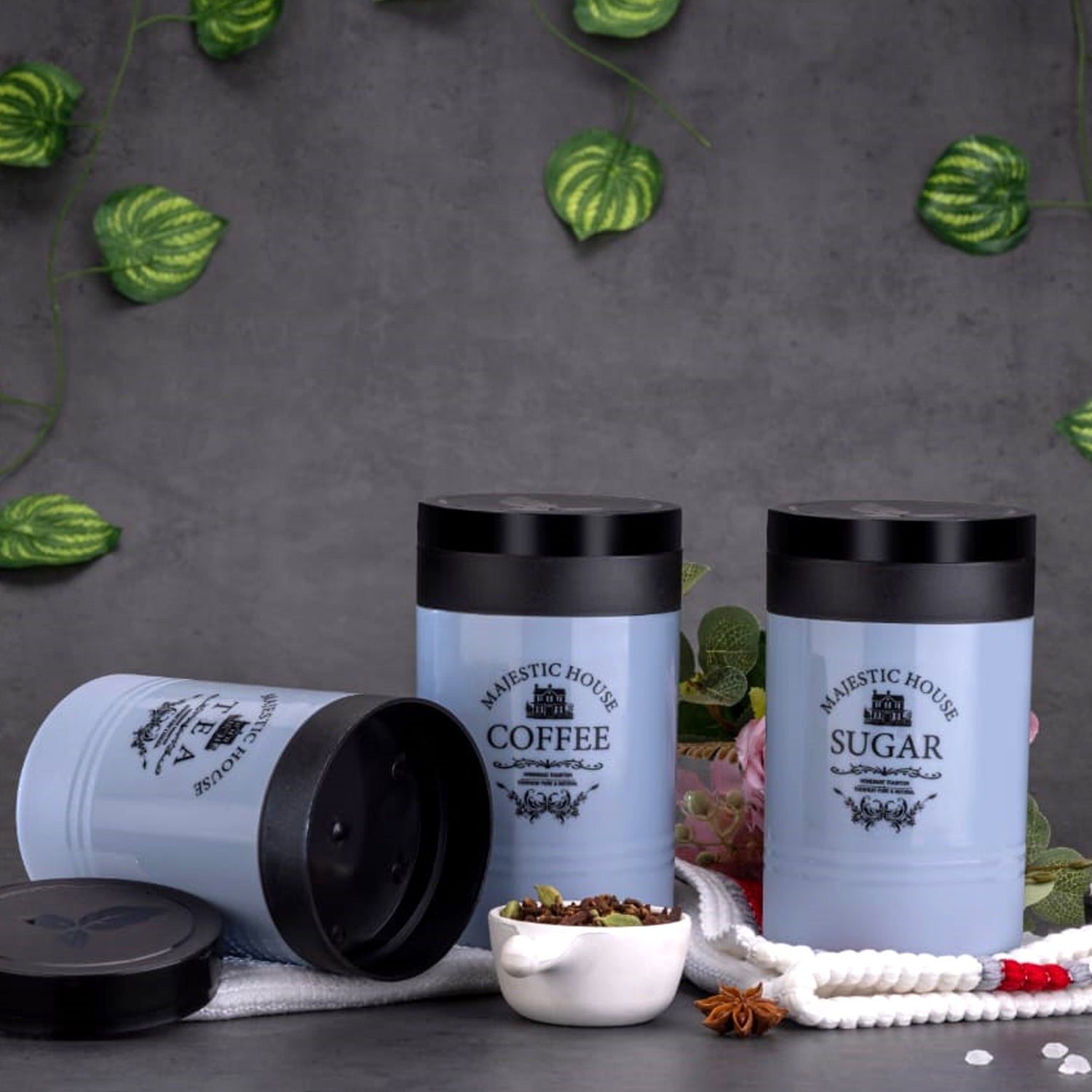 Accurate Seal Tea Sugar Coffee Container - 3 Pcs Plastic Damru Shaped Tea, Coffee, Sugar Canisters Jar, New Airtight Food Seal Containers for Salt, Dry Fruit, Grocery Multicolor (3 Pcs Set) Accurate Seal Tea Sugar Coffee Container - 3 Pcs Plastic Damru Shaped Tea, Coffee, Sugar Canisters Jar, New Airtight Food Seal Containers for Salt, Dry Fruit, Grocery Multicolor (3 Pcs Set)
